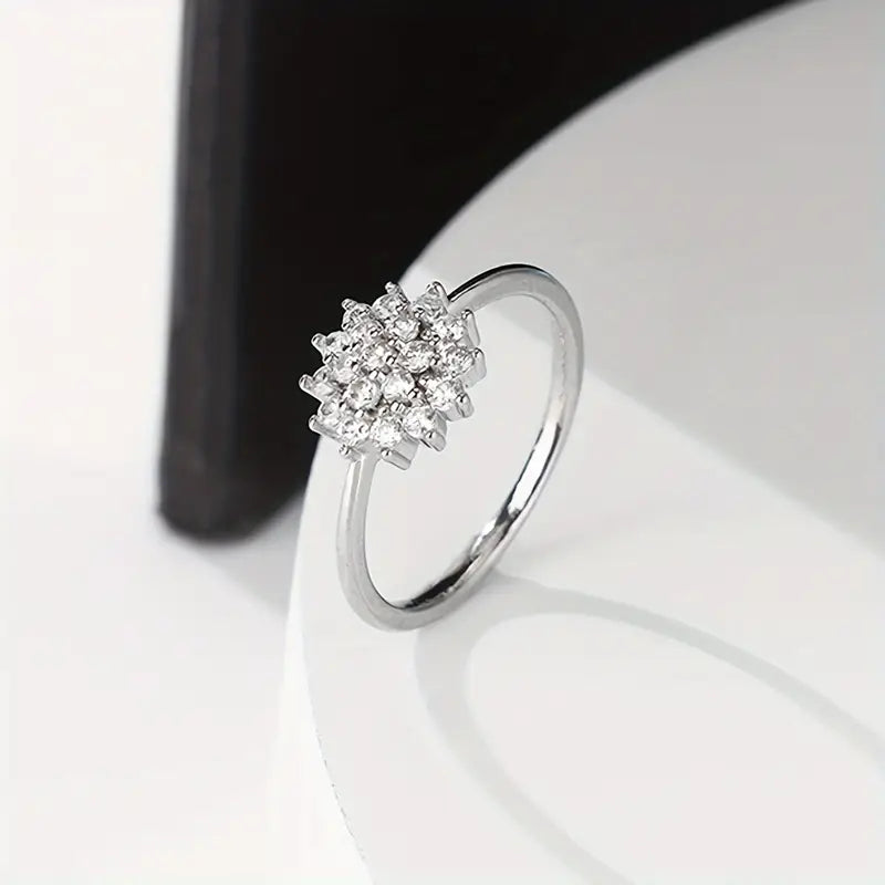 Floral Wedding Ring for Women – Copper Micro-Inlay with Synthetic Zirconia, Elegant Bridal Jewelry in Pakistan