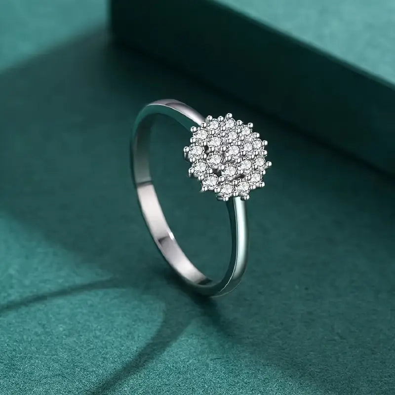 Floral Wedding Ring for Women – Copper Micro-Inlay with Synthetic Zirconia, Elegant Bridal Jewelry in Pakistan