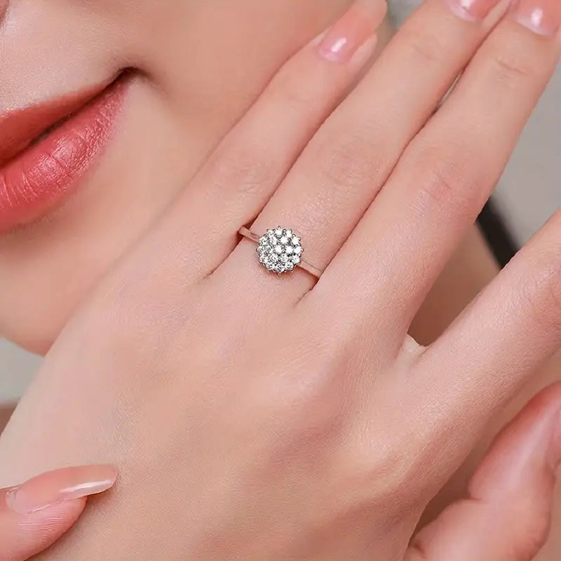 Floral Wedding Ring for Women – Copper Micro-Inlay with Synthetic Zirconia, Elegant Bridal Jewelry in Pakistan