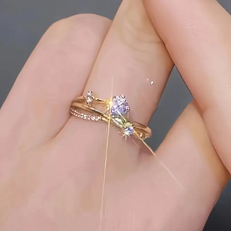 Adjustable Gold & Rose Gold Plated Zirconia Ring for Women – Elegant Wedding, Engagement & Promise Jewelry in Pakistan